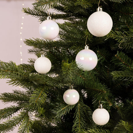 Decoris White Shatterproof Baubles (Pack of 30)