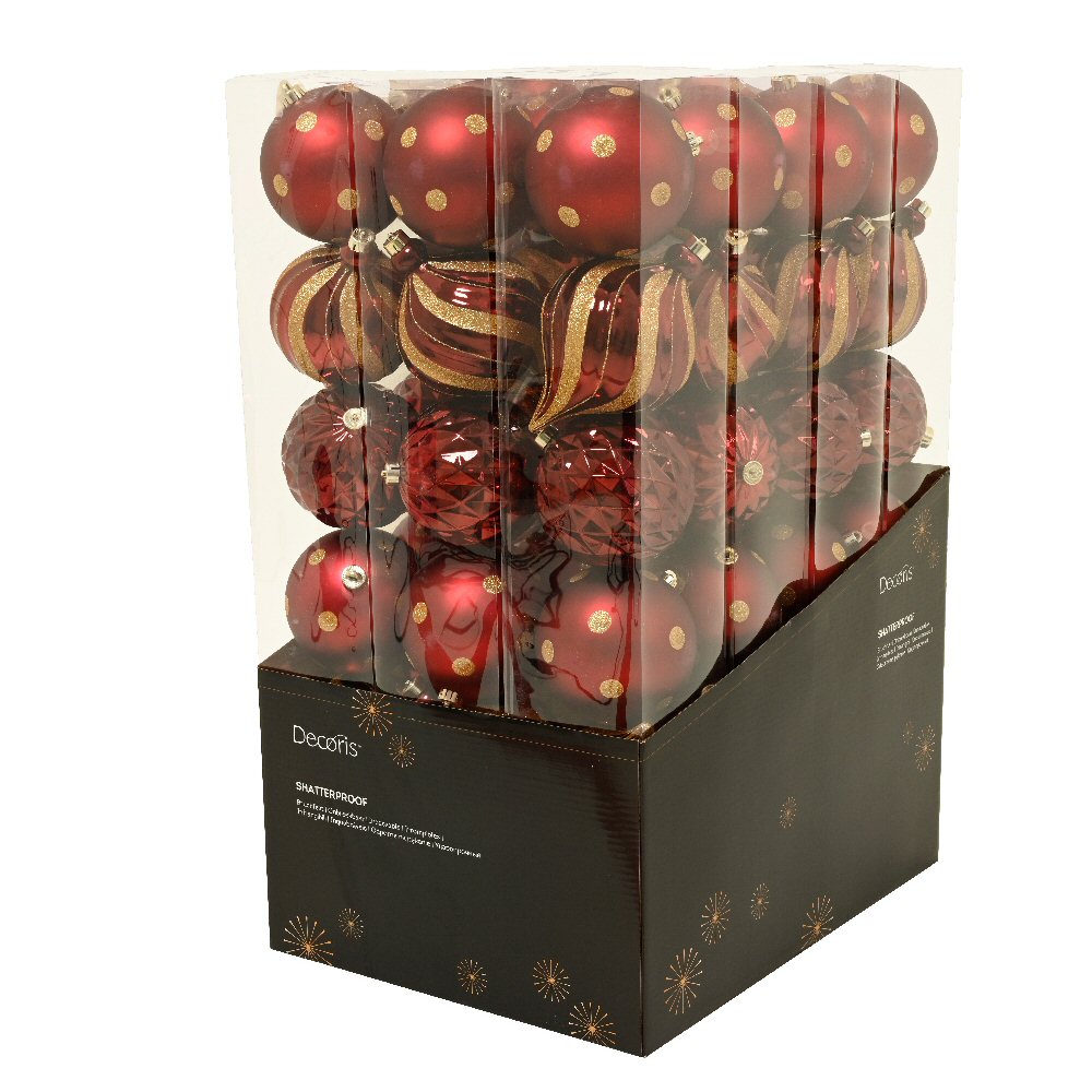 Decoris Pack of 6 Oxblood Shatterproof Baubles