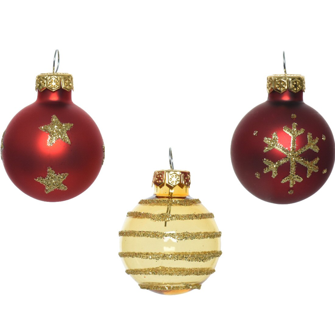 Decoris Pack of 9 3cm Classic Mix Glass Baubles