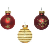Decoris Pack of 9 3cm Classic Mix Glass Baubles