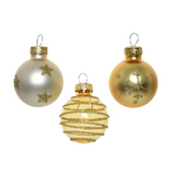 Decoris Pack of 9 3cm Pearl & Gold Mixed Glass Baubles