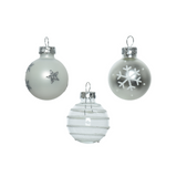 Decoris Pack of 9 3cm Silver Mix Glass Baubles