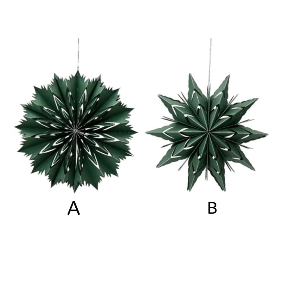 Decoris 40cm Paper Star Hanging Decoration - Green - (Choice of 2)