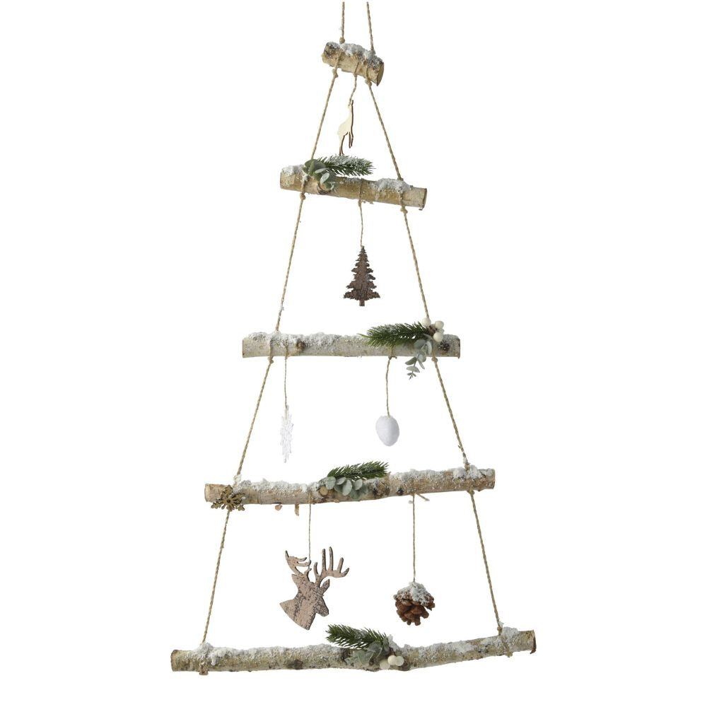 Decoris 95cm Pinewood Tree with Figures Hanging Decoration