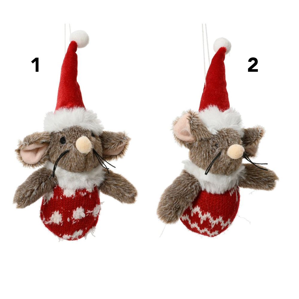 Decoris 19cm Plush Mouse with Nordic Jumper - (Choice of 2)