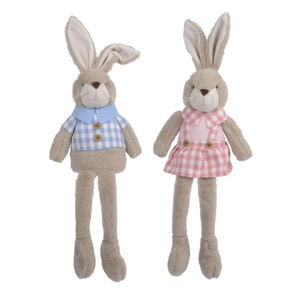 Decoris Polyester Sitting Bunny with Dangling Legs (Choice of 2)