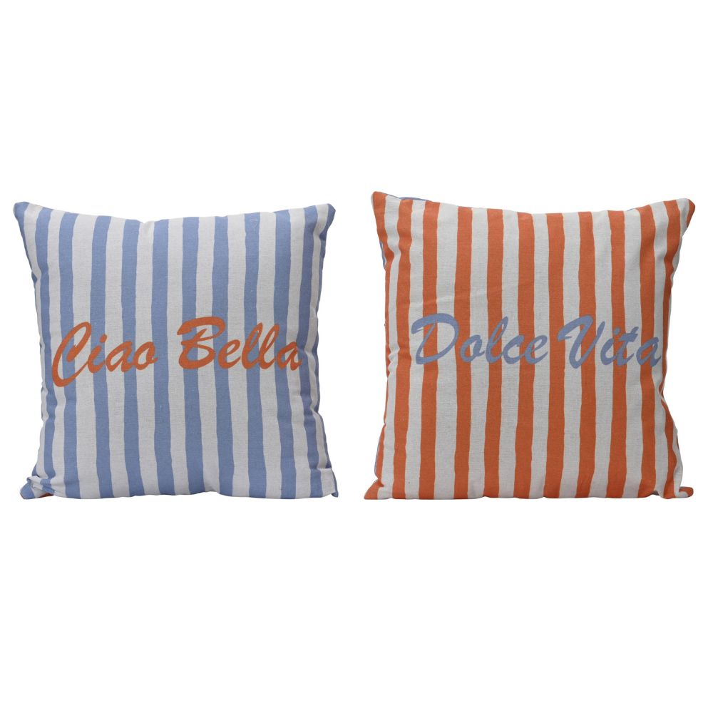 Decoris Polyester & Cotton Digital Print Stripe Pattern Cushion (Choice of 2)