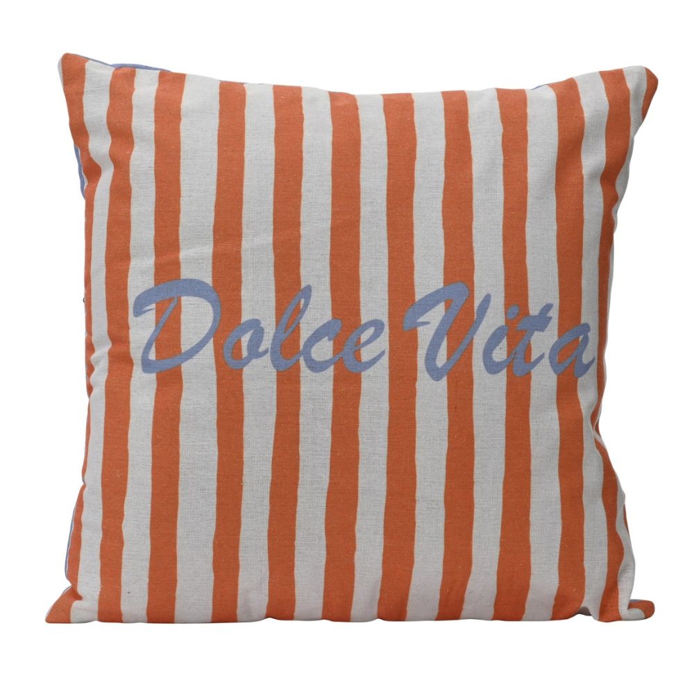 Decoris Polyester & Cotton Digital Print Stripe Pattern Cushion (Choice of 2)
