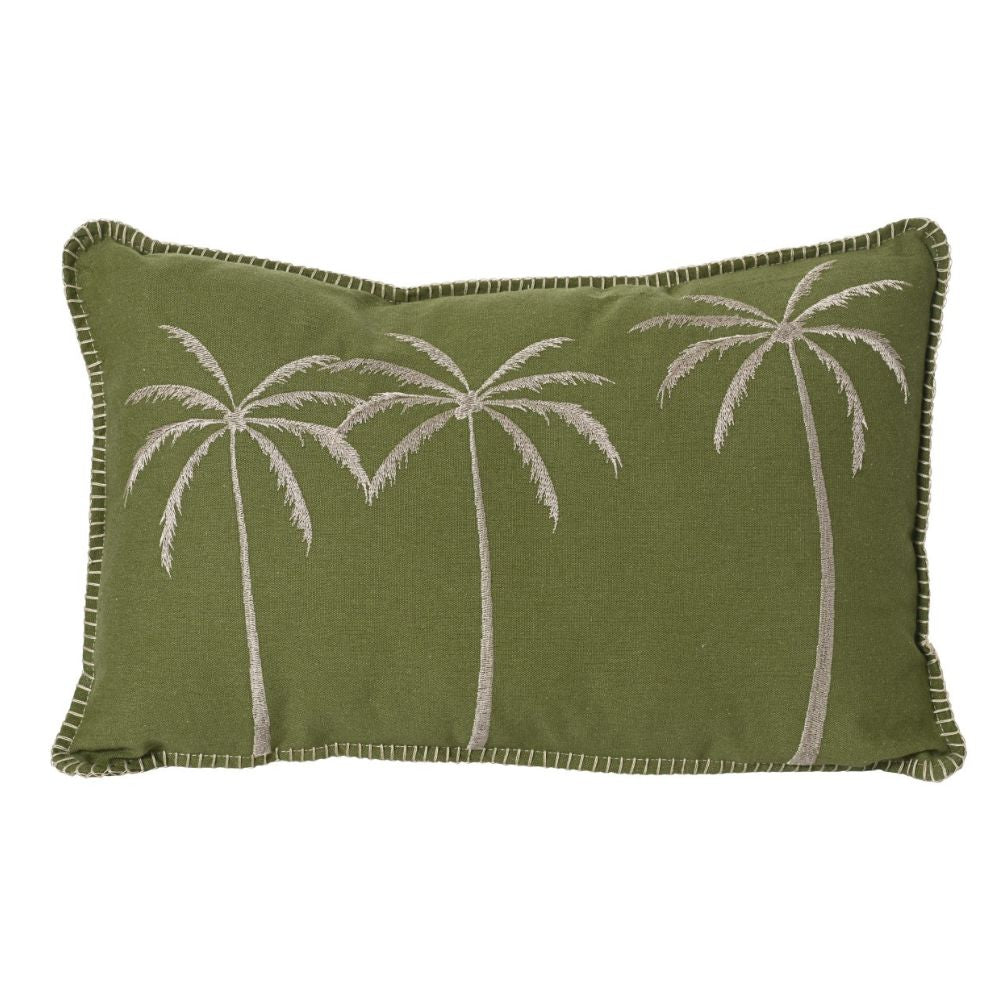 Decoris Polyester & Cotton Rectangle Embroided Palm Tree Cushion (Choice of 2)