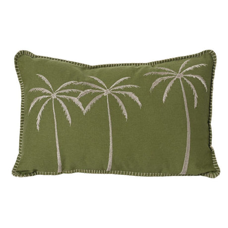 Decoris Polyester & Cotton Rectangle Embroided Palm Tree Cushion (Choice of 2)