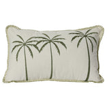 Decoris Polyester & Cotton Rectangle Embroided Palm Tree Cushion (Choice of 2)