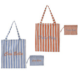 Decoris Polyester & Cotton Stripe Pattern Tote Bag with Text (Choice of 2)