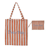 Decoris Polyester & Cotton Stripe Pattern Tote Bag with Text (Choice of 2)