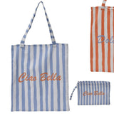 Decoris Polyester & Cotton Stripe Pattern Tote Bag with Text (Choice of 2)