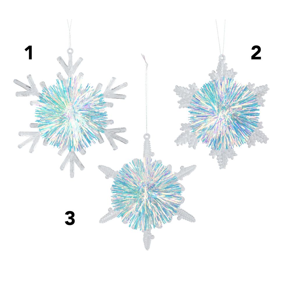 Decoris Pompom Snowflake - Iridescent (Choice of 3)
