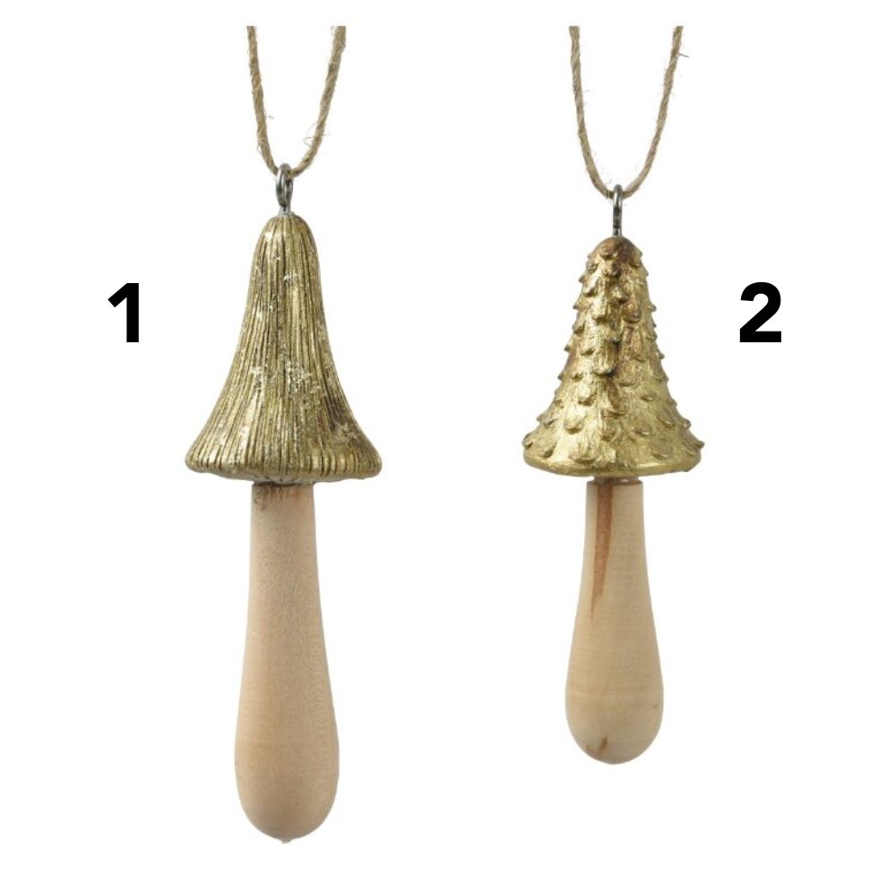 Decoris Poplar Wood Mushroom Hanging Decoration - (Choice of 2)