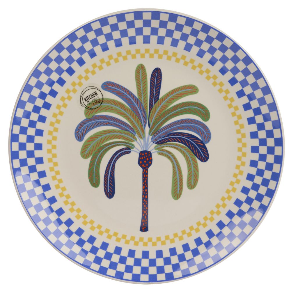 Decoris Porcelain Round Decal Palm Tree Dinner Plate