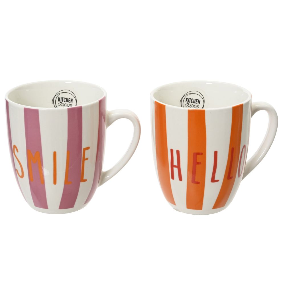 Decoris Porcelain Striped Bullet Decal Mug (Choice of 2)
