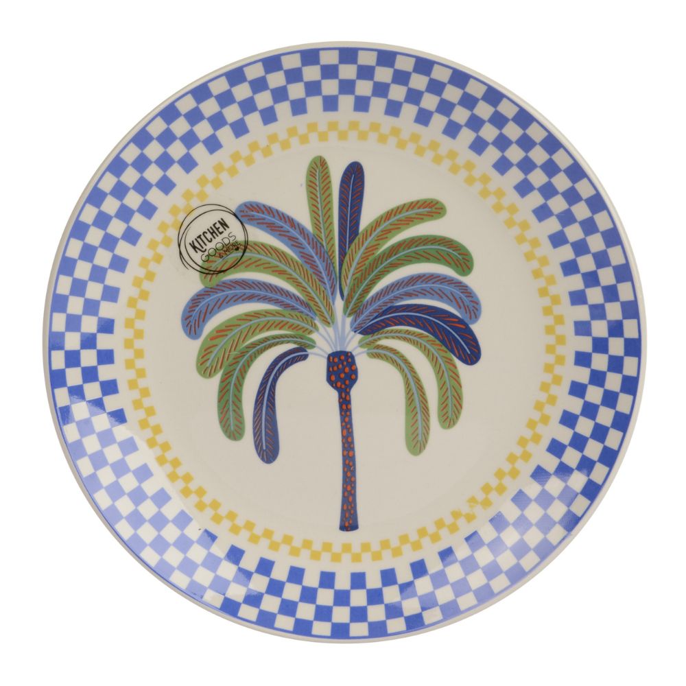 Decoris Round Porcelain Palm Tree Plate