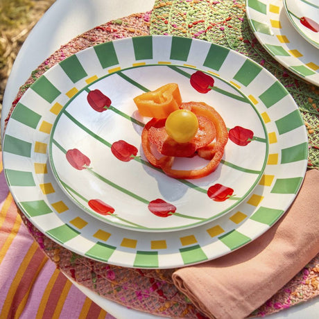 Decoris Round Porcelain Round Stripe Pattern Dinner Plate