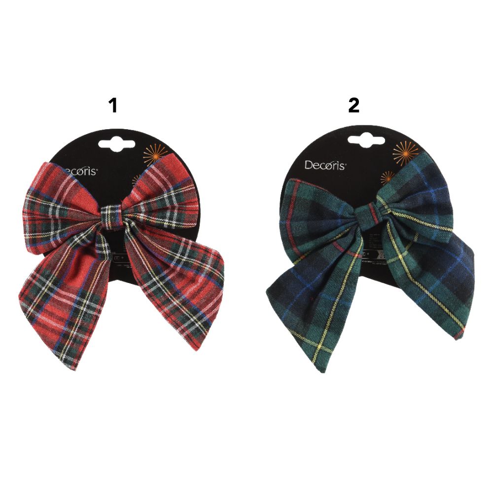 Decoris Tartan Bows Tree Decoration - (Choice of 2)