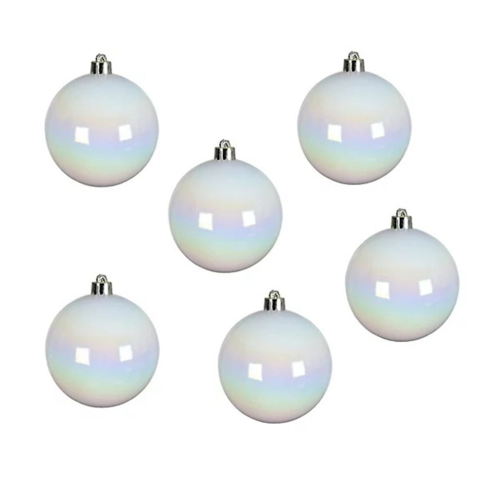 Decoris White/Iris Shatterproof Baubles (Pack of 12)