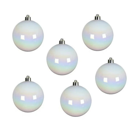 Decoris White/Iris Shatterproof Baubles (Pack of 12)
