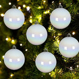 Decoris White/Iris Shatterproof Baubles (Pack of 12)
