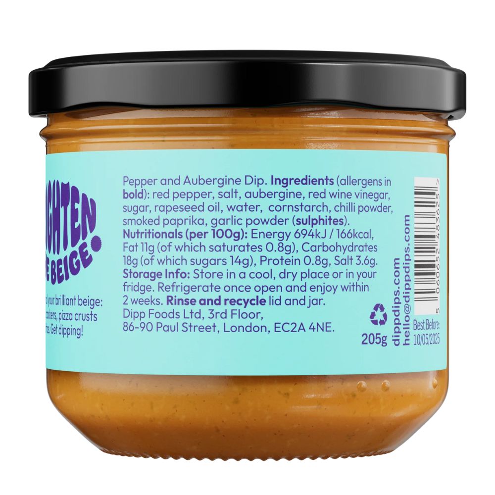 Dipp 205g Red Pepper & Aubergine Dip