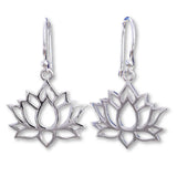 Blue Lily 18mm Silver Lotus Flower Drop Earrings - E587B