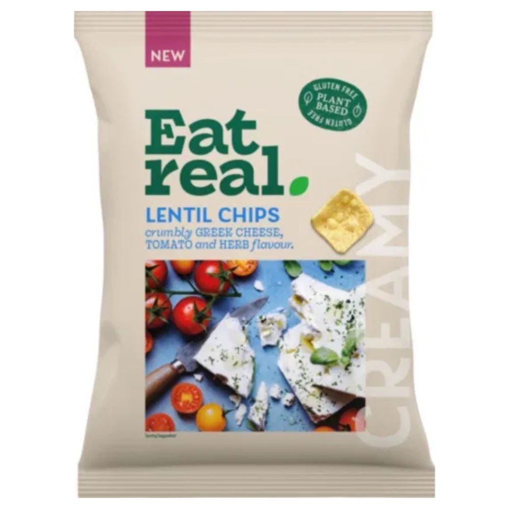 Eat Real 95g Lentil Greek Cheese, Tomato & Herbs Lentil Crisps