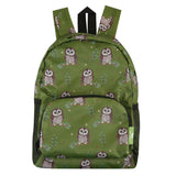 Eco Chic Lightweight Foldable Mini Backpack Tawny Owl - Green