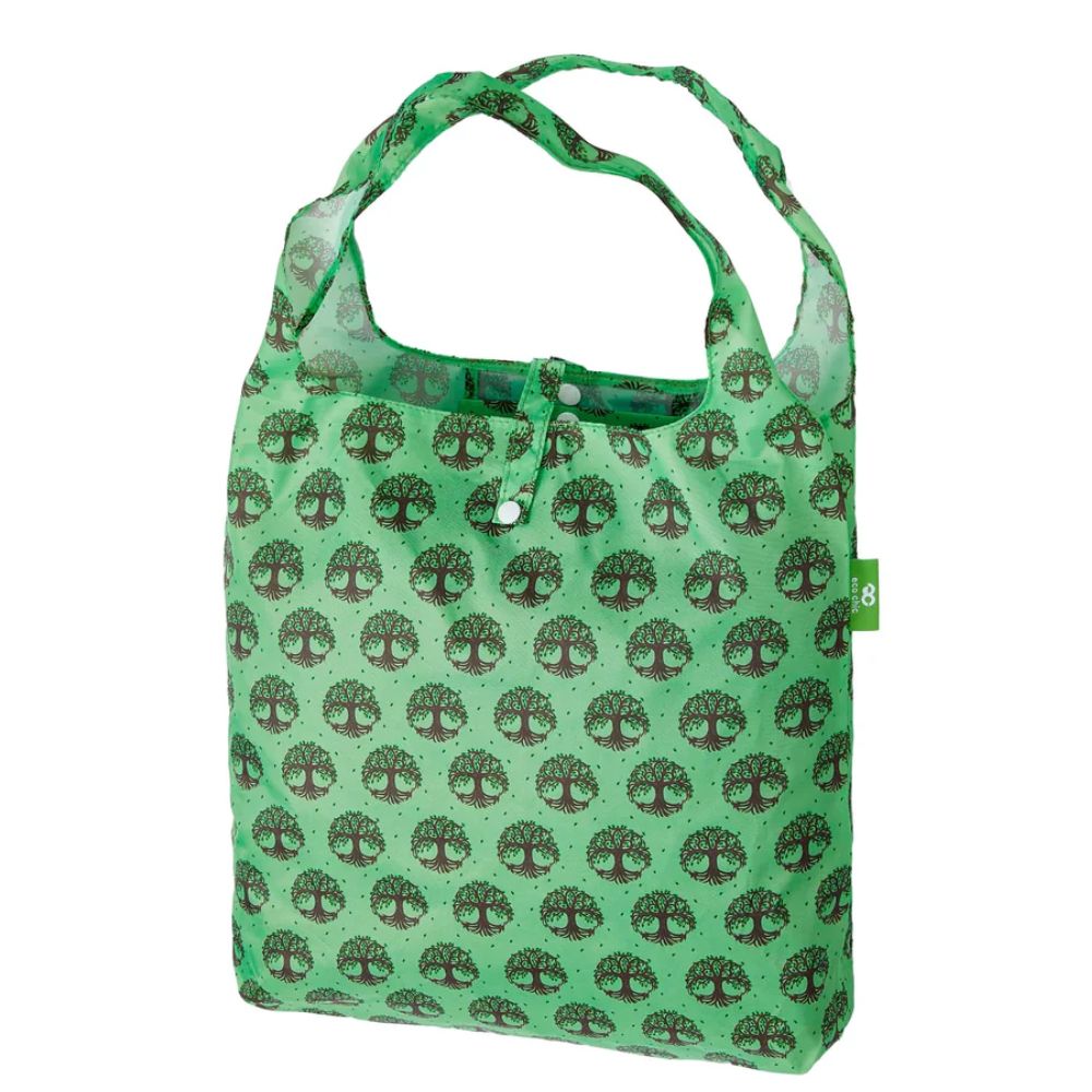 Eco Chic Lightweight Foldable Reusable Shopping Bag New Tree of Life- Green