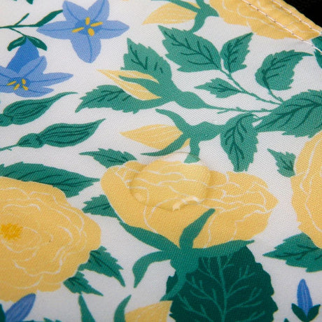 Eco Chic Lightweight Foldable Reusable Shopping Bag Yellow Flowers - White