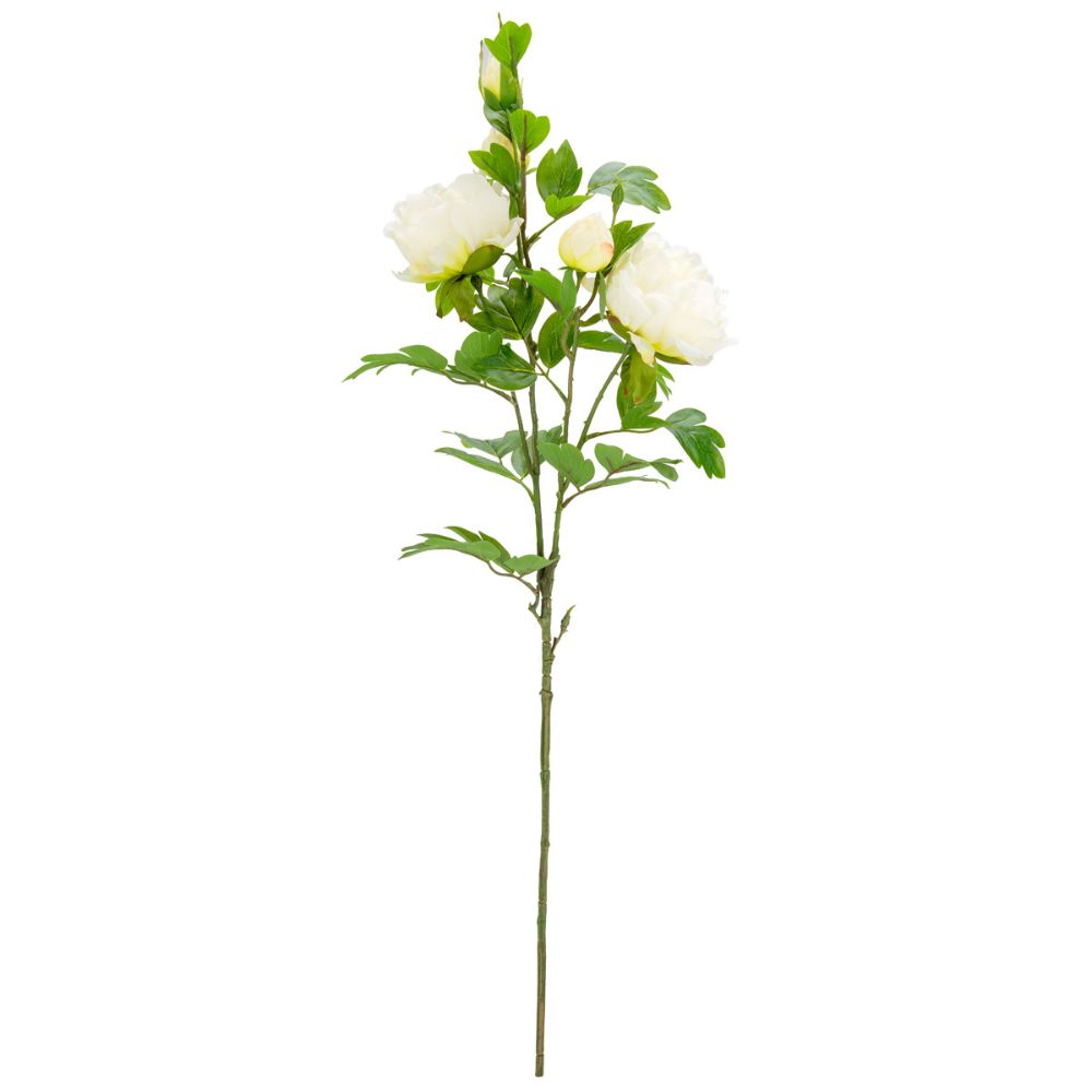 Eleganza Artificial 90cm Peony Spray with 5 Heads- Cream
