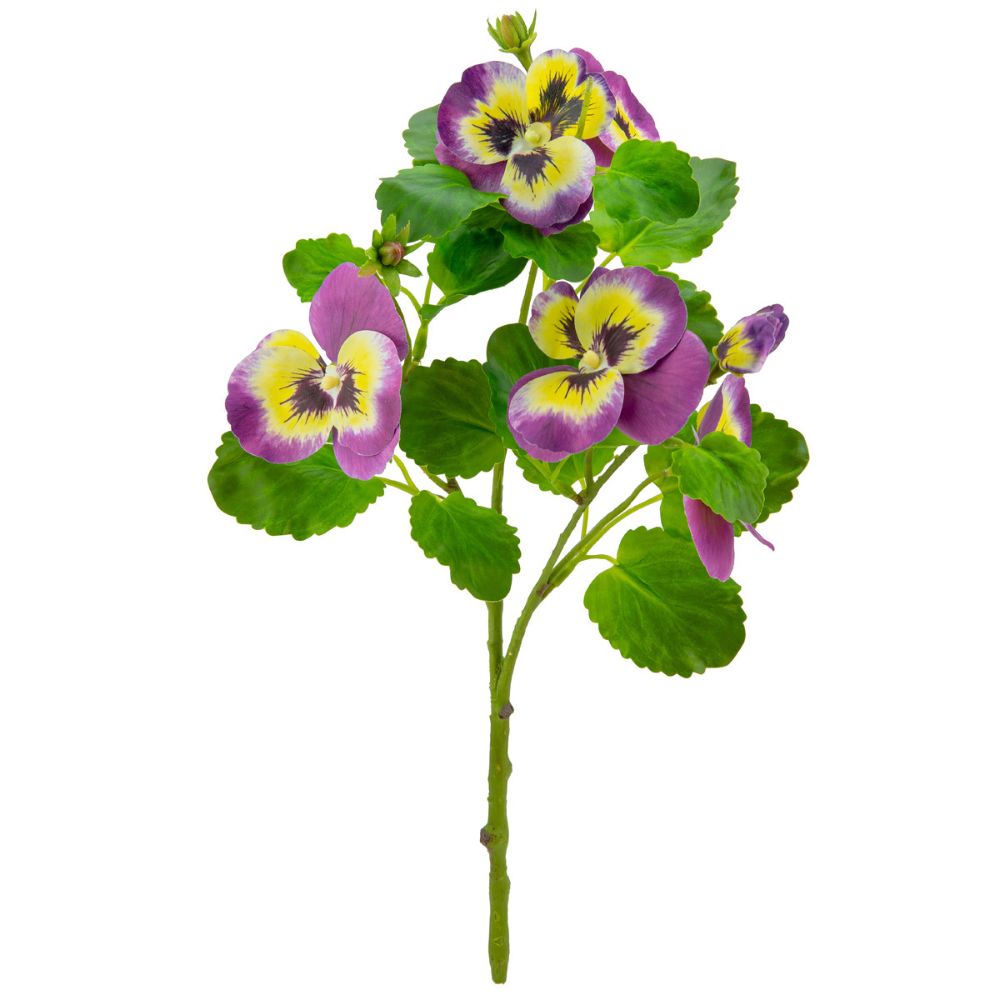 Eleganza Artificial Pansy Spray Purple- Yellow