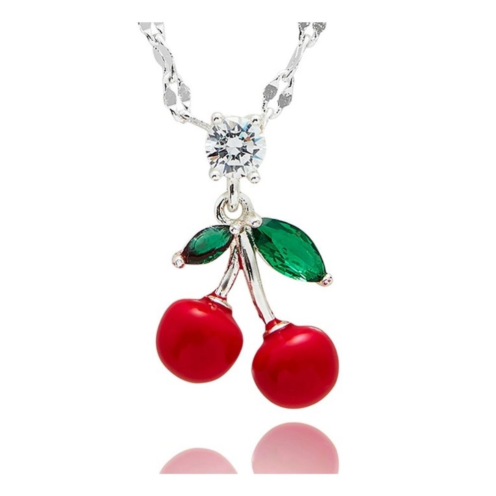 Equilibrium Juicy Gems Cherries Silver Plated Necklace