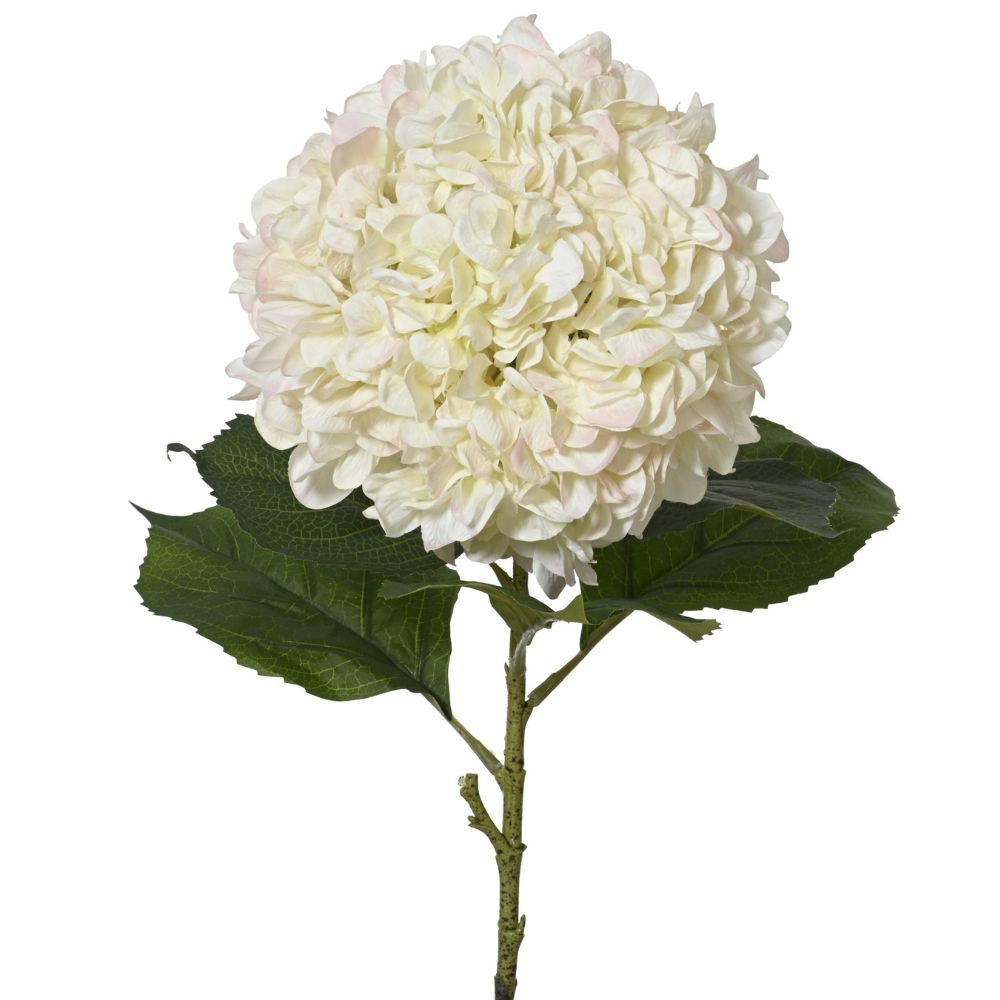 Everlands 106cm Artificial Polyester Cream Hydrangea Stem - Xtra Large