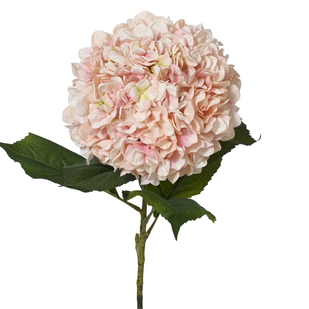 Everlands 106cm Artificial Polyester Soft Pink Hydrangea Stem - Xtra Large