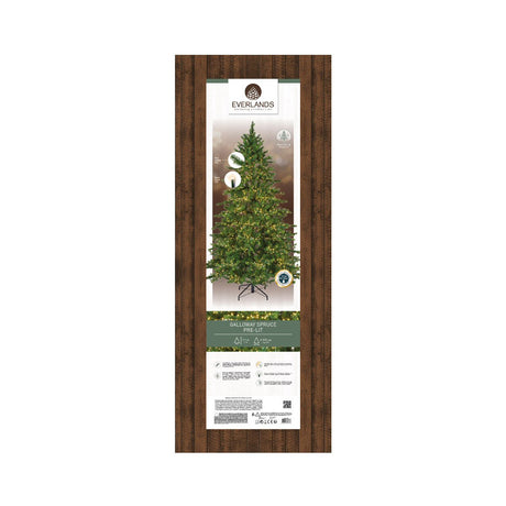 Everlands 2.1m (7ft) Galloway Spruce Pre-Lit Artificial Christmas Tree