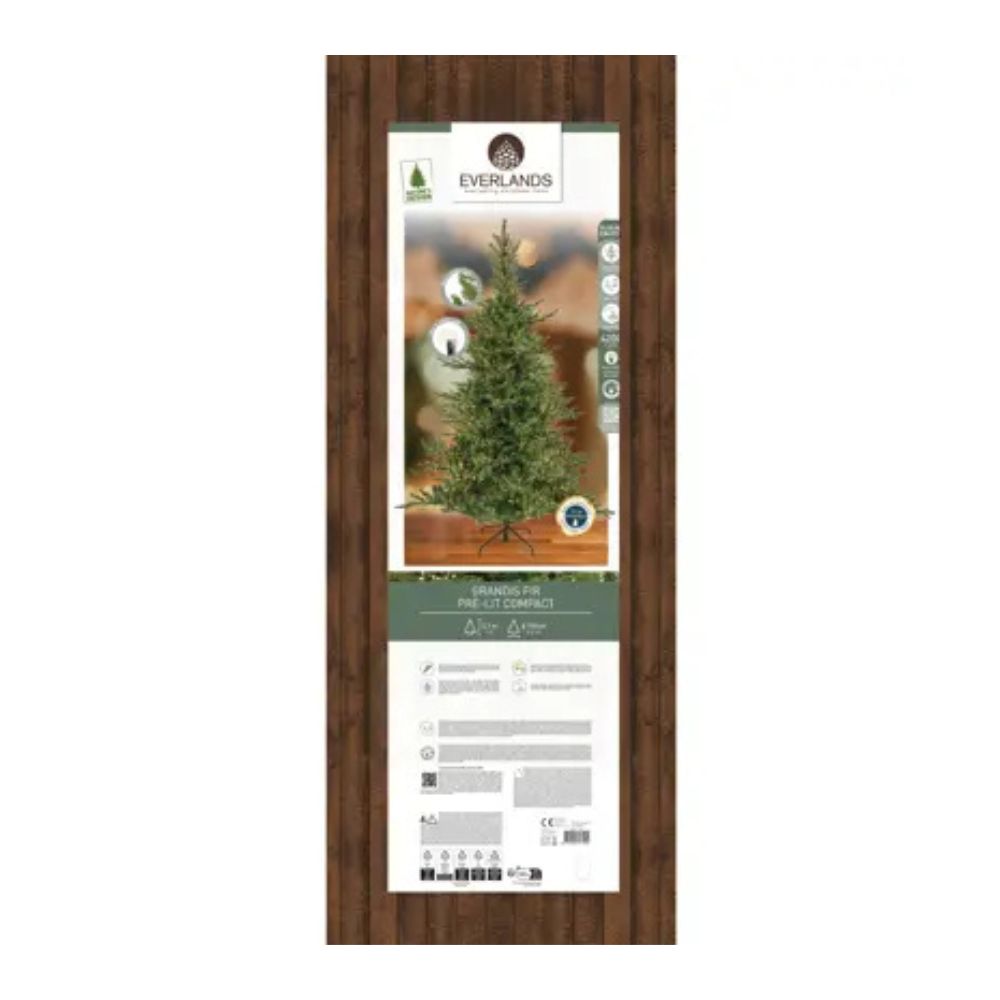 Everlands 2.1m (7ft) Grandis Fir Pre-Lit Artificial Christmas Tree
