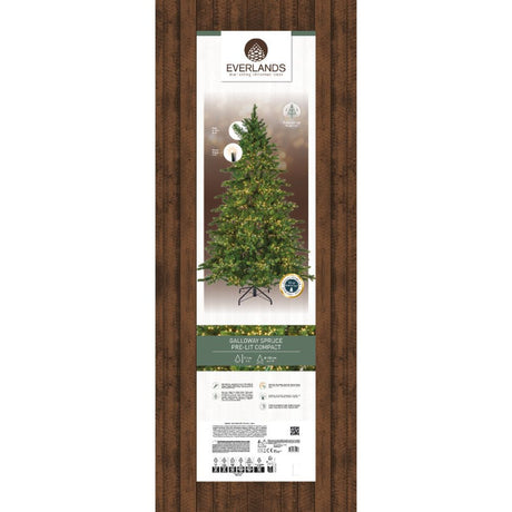 Everlands 2.4m (8ft) Galloway Spruce Pre-Lit Artificial Christmas Tree