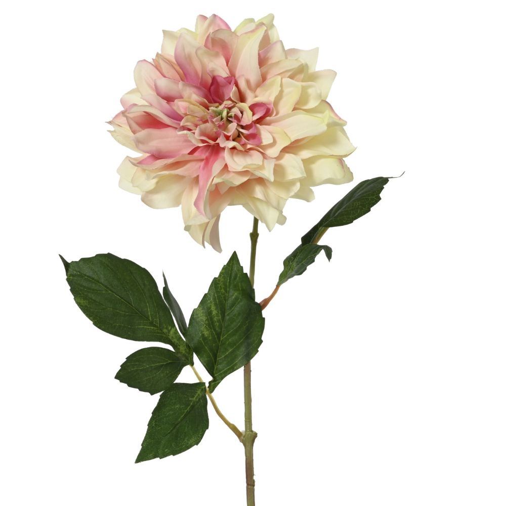 Everlands 61cm Artificial Polyester Cream Dahlia Stem