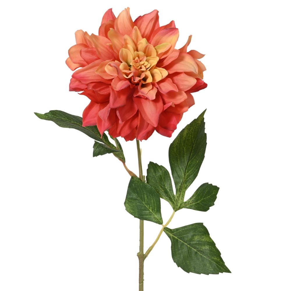 Everlands 61cm Artificial Polyester Orange Dahlia Stem