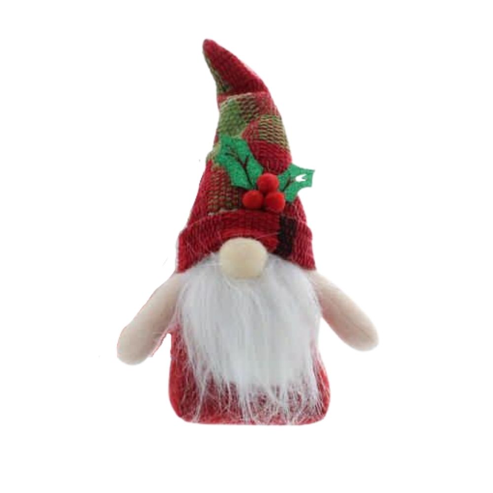 Festive 12cm Christmas Gonk Plush Ornament - Red/Green