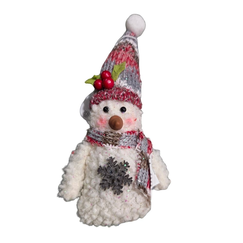Festive 13cm Mini Plush Snowmen with Hats Ornament - (Choice of 3)