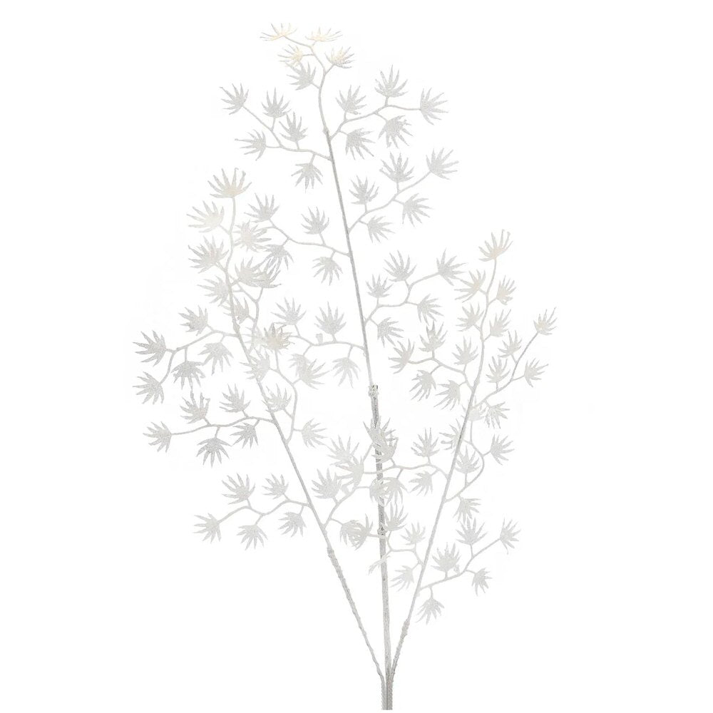Festive 87cm Shiny White Mini Leaf Stem