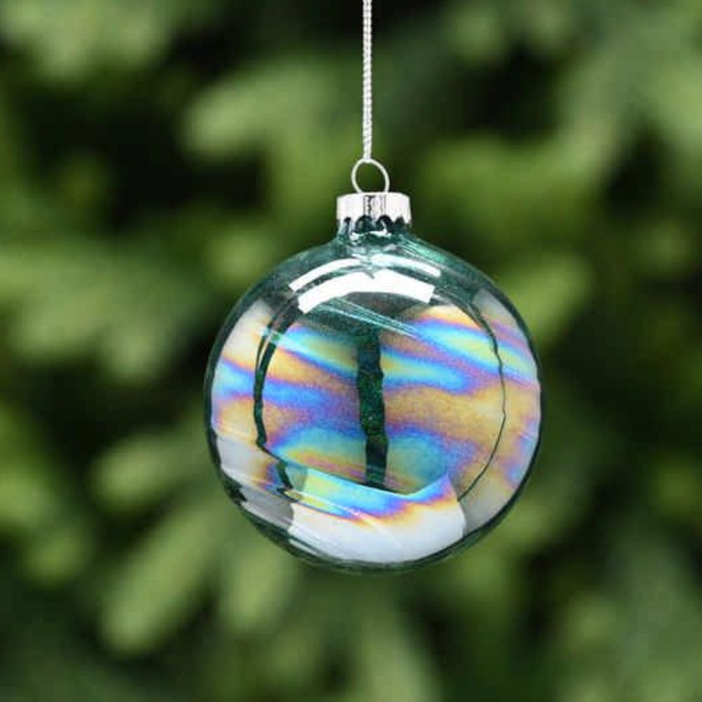 Festive 8cm Dark Blue Petrol Glass Bauble