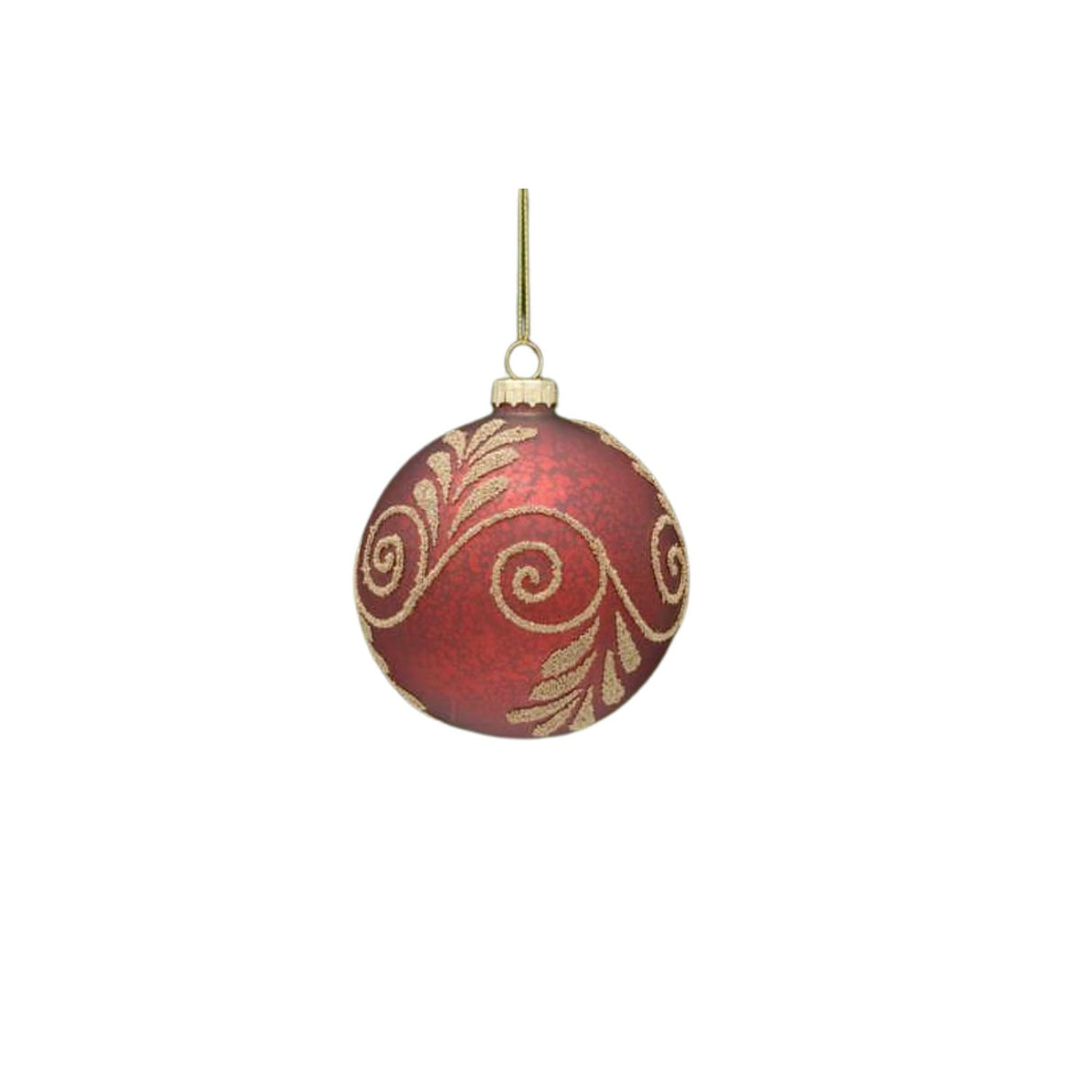 Festive 8cm  Matt Red and Gold Glass Bauble