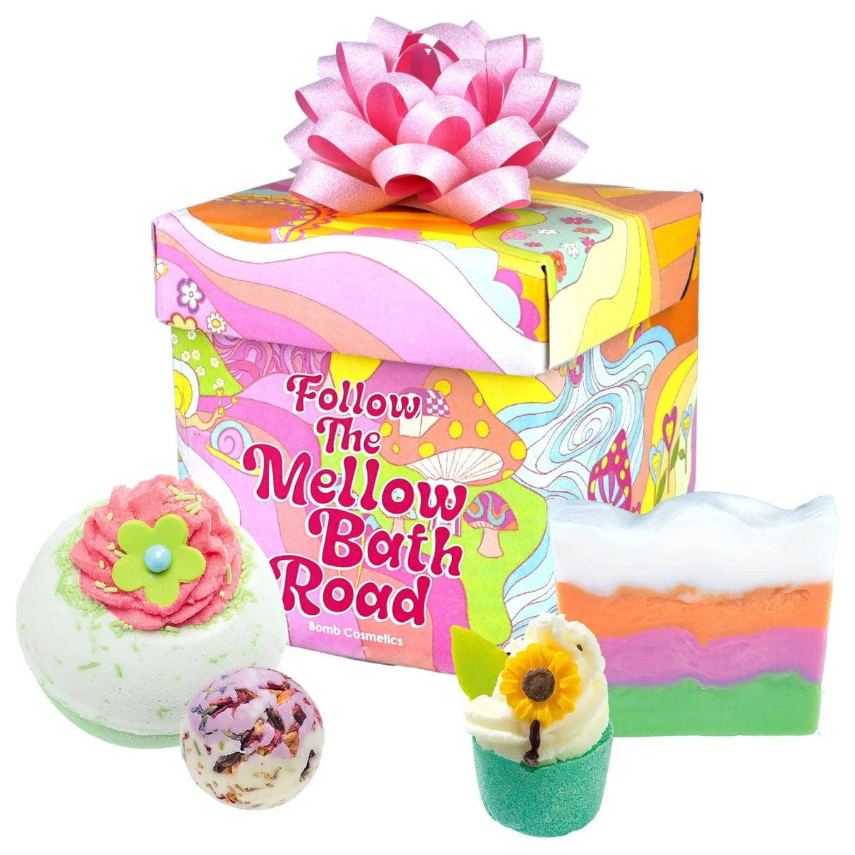 Bomb Cosmetics Follow the Mellow Bath Road Cube Bow Gift Box